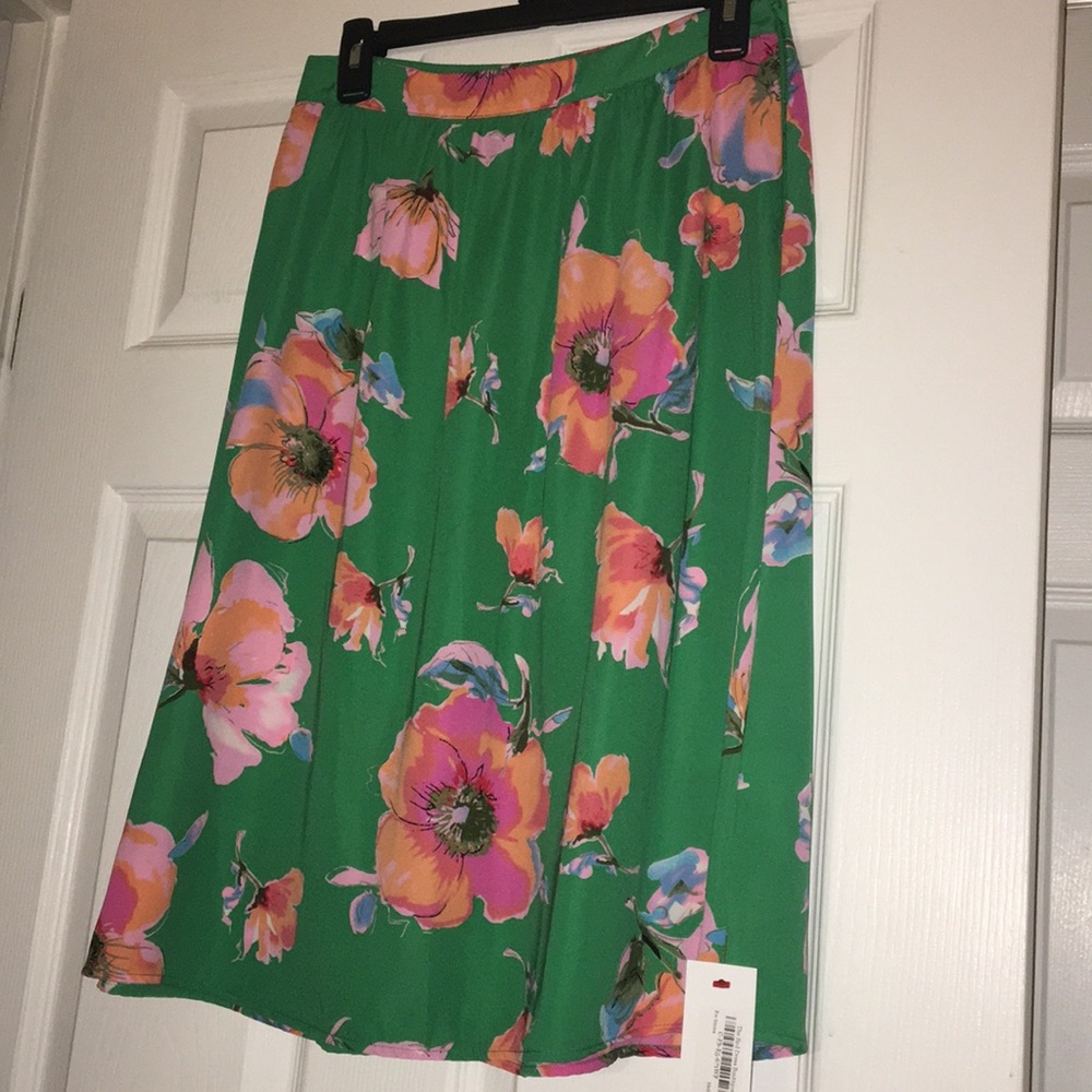 Bright green summer midi skirt